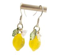Boucles d'oreilles pendantes faites à la main en résine, bijoux de vocation, cadeaux de décoration pour femmes, tenue décontractée, boucles d'oreilles citron faites à la main pour femmes, taille