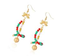 Boucles d'oreilles pendantes festives avec perles florales en alliage hypoallergénique - Design élégant et festif, taille unique, Comme décrit, Comme décrit.