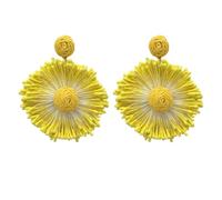 Boucles d'oreilles pendantes florales en raphia - Printemps et été - Macramé tissé coloré - Léger - Tropical - Plage - Vacances - Bijoux faits à la main, 1.1 inches, Rotin, Pas de gemme