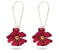 Boucles d'Oreilles Pendantes Forme Fleur, Boucles d'Oreilles Pendantes Forme Pétale Fleur Boucles d'Oreilles Fée Marguerite Femme Bijoux Mariage Bohème Noël Saint-Valentin (Rouge)