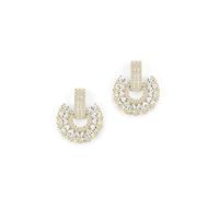 Boucles d'oreilles pendantes géométriques dorées en forme de nœud en oxyde de zirconium pour femme, pour bal, mariage, demoiselle d'honneur, taille unique, Zircone cubique, Pas de gemme