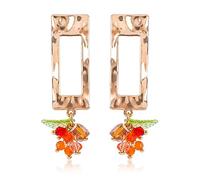 Boucles d'oreilles pendantes géométriques dorées pour femme - Rectangulaire - Perles colorées - Breloque en acrylique - Boucles d'oreilles tendance pour fête, été, plage, vacances, bijoux cadeau pour