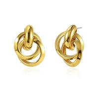 Boucles d'oreilles pendantes géométriques en or plaqué 14 carats pour femmes, grandes créoles, hypoallergéniques, tendance