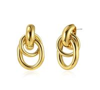Boucles d'oreilles pendantes géométriques en or plaqué 14 carats pour femmes, grandes créoles, hypoallergéniques, tendance