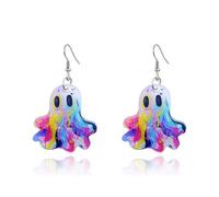 Boucles d'oreilles pendantes géométriques fantômes, unisexe, légères, accessoires de fête d'Halloween, 1 Pair, Métal, Pas de gemme