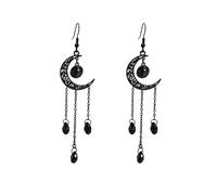 Boucles d'oreilles pendantes gothiques en forme de croissant noir vintage de style punk sorcière Halloween bijoux pour femme, L, Métal, Pas de gemme