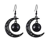 Boucles d'oreilles pendantes gothiques en forme de croissant noir vintage de style punk sorcière Halloween bijoux pour femme, L, Métal, Pas de gemme