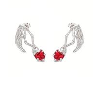 Boucles d'oreilles pendantes gothiques en forme de tête de mort en cristal rouge pour femme, boucles d'oreilles à tige uniques et étranges pour Halloween, Grand, Zinc, Cristal