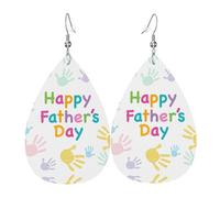 Boucles d'oreilles pendantes « Hand And Happy Fathers Day » pour femme, boucles d'oreilles pendantes festives, bijoux élégants pour célébrations, One Size, Cuir