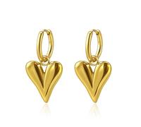 Boucles d'oreilles pendantes imperméables en forme de cœur pour femme - Ne ternit pas - Boucles d'oreilles créoles légères pour femme, Acier inoxydable, Pas de gemme