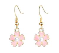 Boucles d'oreilles pendantes inspirées des fleurs pour femme, bijoux en alliage léger avec techniques d'égouttement d'huile, accessoires d'oreille émaillés d'inspiration vintage, taille unique, Comme