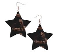 Boucles d'oreilles pendantes Labrador marron pour femme, boucles d'oreilles pendantes en forme d'étoile étincelante, bijoux tendance pour soirée, One Size, Cuir
