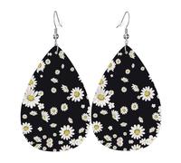 Boucles d'oreilles pendantes légères avec imprimé marguerites blanches pour femmes - Bijoux tendance pour fêtes costumées et accessoires pour filles, taille unique, Cuir