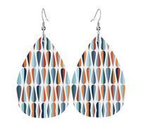 Boucles d'oreilles pendantes légères du milieu du siècle modernes avec des formes de goutte imprimées pour femmes - Bijoux tendance pour fêtes costumées et accessoires pour filles, taille unique, Cuir