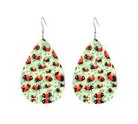 Boucles d'oreilles pendantes légères en acrylique en forme de goutte Motif coccinelles, One Size, Acrylique, Pas de gemme