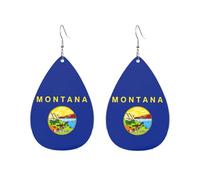 Boucles d'oreilles pendantes légères en acrylique en forme de goutte Motif drapeau de l'État du Montana, One Size, Acrylique, Pas de gemme
