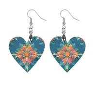 Boucles d'oreilles pendantes légères en bois de chardon écossais pour femme - Boucles d'oreilles pendantes géométriques vintage en forme de cœur rétro à porter au quotidien - Cadeau pour mariage, fête