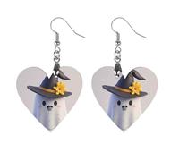 Boucles d'oreilles pendantes légères en bois pour femme, fantôme, chapeau de sorcière, boucles d'oreilles pendantes géométriques, boucles d'oreilles pendantes vintage en forme de cœur, bijoux à porter
