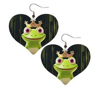 Boucles d'oreilles pendantes légères en cuir avec couronne grenouille pour femme