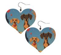 Boucles d'oreilles pendantes légères en cuir avec deux teckels pour femme