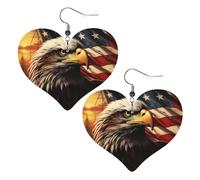 Boucles d'oreilles pendantes légères en cuir avec drapeau et aigle pour femme