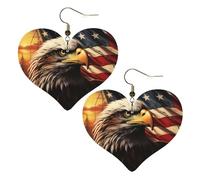 Boucles d'oreilles pendantes légères en cuir avec drapeau et aigle pour femme, One Size, Pas de gemme