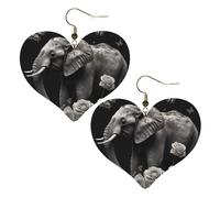Boucles d'oreilles pendantes légères en cuir avec éléphant et papillon pour femme, One Size, Pas de gemme