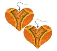Boucles d'oreilles pendantes légères en cuir avec image de texture orange pour femme