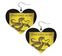 Boucles d'oreilles pendantes légères en cuir avec inscription « Don't tread on me » - Pour femme