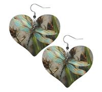Boucles d'oreilles pendantes légères en cuir avec libellule dansante pour femme