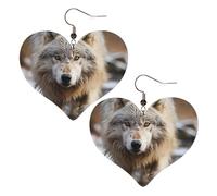 Boucles d'oreilles pendantes légères en cuir avec loup marchant pour femme