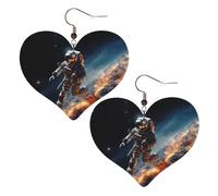 Boucles d'oreilles pendantes légères en cuir avec motif astronaute volant dans l'espace pour femme, One Size, Pas de gemme