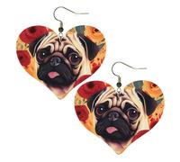 Boucles d'oreilles pendantes légères en cuir avec motif carlin pour femme, One Size, Pas de gemme