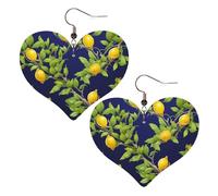 Boucles d'oreilles pendantes légères en cuir avec motif citronnier pour femme, One Size, Pas de gemme