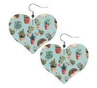 Boucles d'oreilles pendantes légères en cuir avec motif de hérisson et fleur en pot pour femme