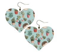 Boucles d'oreilles pendantes légères en cuir avec motif de hérisson et fleur en pot pour femme, One Size, Pas de gemme