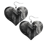 Boucles d'oreilles pendantes légères en cuir avec motif éléphant noir et blanc pour femme