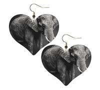 Boucles d'oreilles pendantes légères en cuir avec motif éléphant noir et blanc pour femme, One Size, Pas de gemme