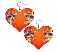 Boucles d'oreilles pendantes légères en cuir avec motif girafe portant des lunettes de soleil pour femme