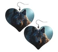 Boucles d'oreilles pendantes légères en cuir avec motif loup fantaisie pour femme
