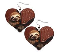 Boucles d'oreilles pendantes légères en cuir avec motif paresseux sur fermeture éclair pour femme