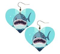Boucles d'oreilles pendantes légères en cuir avec motif requin flottant dans l'eau pour femme, One Size, Pas de gemme