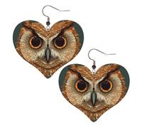 Boucles d'oreilles pendantes légères en cuir avec motif tête de hibou pour femme