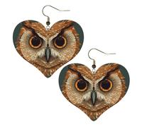 Boucles d'oreilles pendantes légères en cuir avec motif tête de hibou pour femme, One Size, Pas de gemme