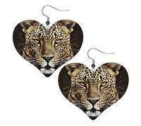 Boucles d'oreilles pendantes légères en cuir avec motif tête de léopard pour femme