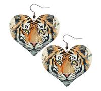 Boucles d'oreilles pendantes légères en cuir avec motif tête de tigre pour femme