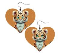 Boucles d'oreilles pendantes légères en cuir avec motif tigre de l'année du tigre pour femme, One Size, Pas de gemme