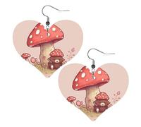 Boucles d'oreilles pendantes légères en cuir avec ours et champignon pour femme