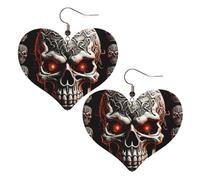 Boucles d'oreilles pendantes légères en cuir avec tête de mort maléfique pour femme, One Size, Pas de gemme