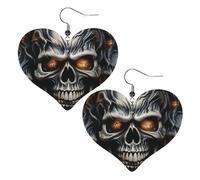 Boucles d'oreilles pendantes légères en cuir avec tête de mort pour femme